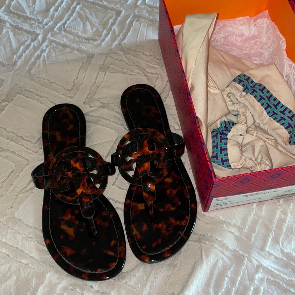 Tortoise Tory Burch Miller sandals